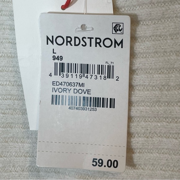 Open Edit Scoop neck Wool Blend LS Ribbed sweater Size L Cream - Picture 5 of 5